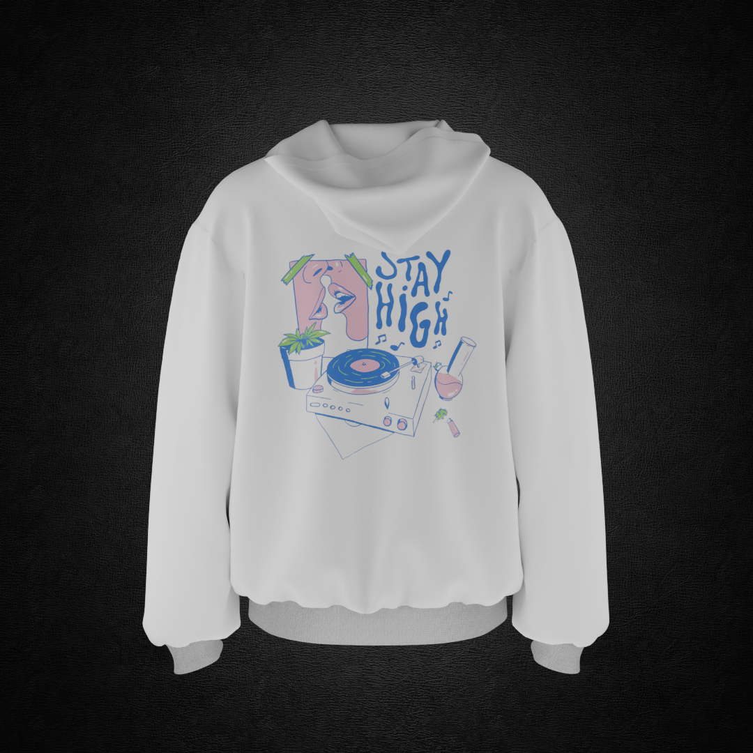 Stay High White Oversized Hoodie